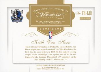 2015-16 Panini Flawless - Transitions Sapphire #TR-KH5 Keith Van Horn Back