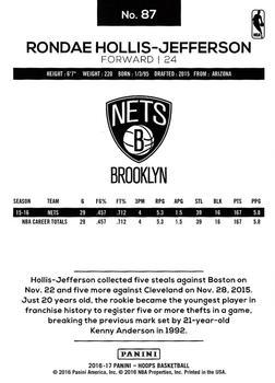 2016-17 Hoops - Red #87 Rondae Hollis-Jefferson Back