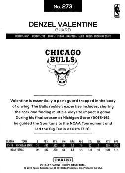 2016-17 Hoops - Red #273 Denzel Valentine Back