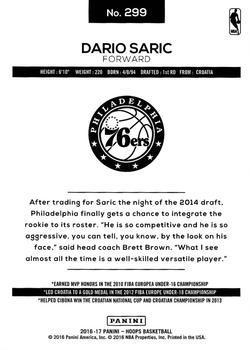 2016-17 Hoops - Artist Proof Black #299 Dario Saric Back