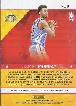 2016-17 Hoops - Rookie Red Hot Signatures #6 Jamal Murray Back