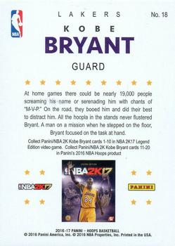 2016-17 Hoops - Kobe 2K17 #18 Kobe Bryant Back