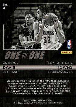 2016-17 Hoops - One on One #3 Anthony Davis / Karl-Anthony Towns Back