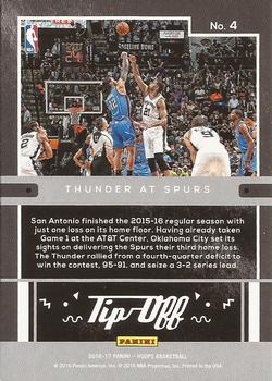 2016-17 Hoops - Tip-Off #4 Oklahoma City Thunder vs. San Antonio Spurs Back