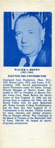 1968-74 NBA Hall of Fame Bookmarks #NNO Walter Brown Front