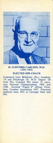 1968-74 NBA Hall of Fame Bookmarks #NNO H. Clifford Carlson Front