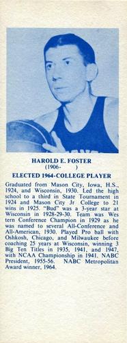 1968-74 NBA Hall of Fame Bookmarks #NNO Harold Foster Front