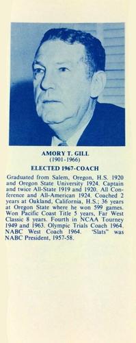1968-74 NBA Hall of Fame Bookmarks #NNO Amory Gill Front
