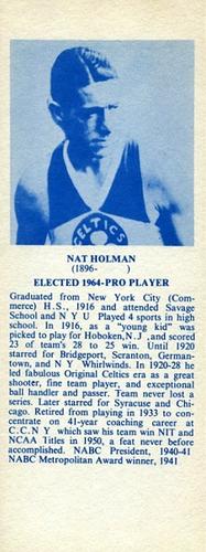 1968-74 NBA Hall of Fame Bookmarks #NNO Nat Holman Front