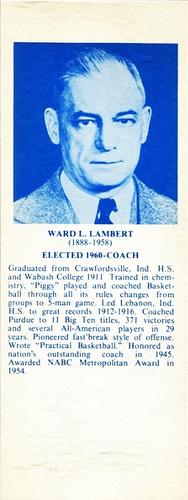1968-74 NBA Hall of Fame Bookmarks #NNO Ward Lambert Front