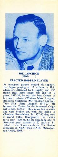 1968-74 NBA Hall of Fame Bookmarks #NNO Joe Lapchick Front