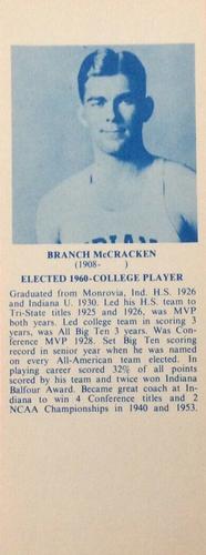 1968-74 NBA Hall of Fame Bookmarks #NNO Branch McCracken Front