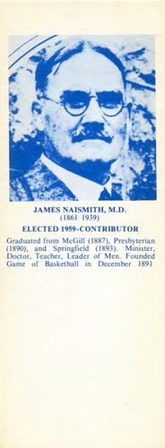 1968-74 NBA Hall of Fame Bookmarks #NNO James Naismith Front
