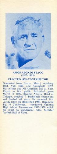 1968-74 NBA Hall of Fame Bookmarks #NNO Amos Stagg Front