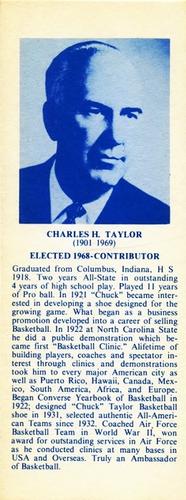 1968-74 NBA Hall of Fame Bookmarks #NNO Chuck Taylor Front