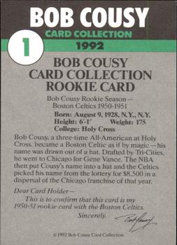 1992 Bob Cousy Collection #1 Rookie Card Back