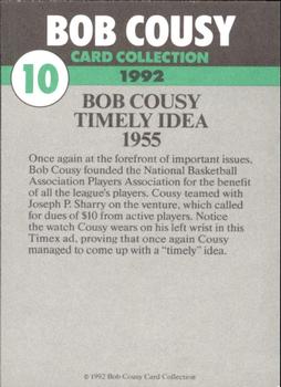 1992 Bob Cousy Collection #10 Timely Idea 1955 Back