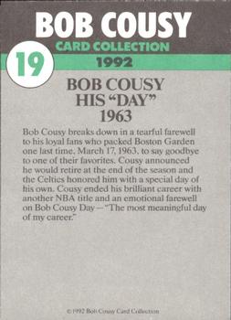 1992 Bob Cousy Collection #19 His Day 1963 Back