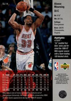 1998 Kenner/Upper Deck Starting Lineup Cards #SL14 Alonzo Mourning Back