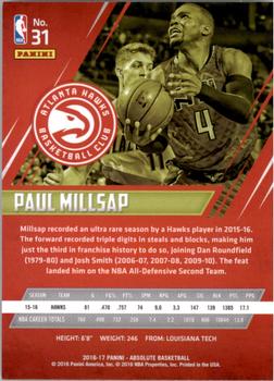 2016-17 Panini Absolute #31 Paul Millsap Back