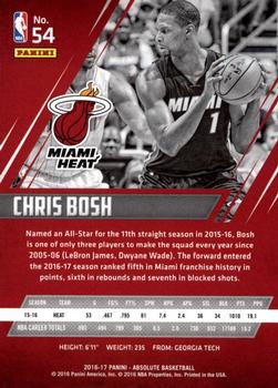 2016-17 Panini Absolute #54 Chris Bosh Back