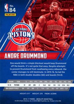 2016-17 Panini Absolute #84 Andre Drummond Back