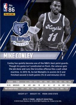 2016-17 Panini Absolute #86 Mike Conley Back