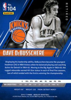 2016-17 Panini Absolute #104 Dave DeBusschere Back