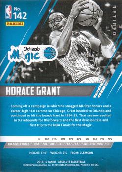 2016-17 Panini Absolute #142 Horace Grant Back