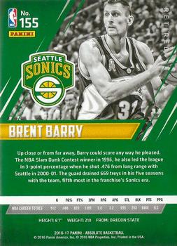 2016-17 Panini Absolute #155 Brent Barry Back
