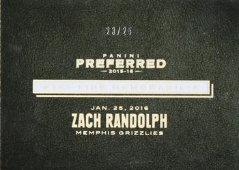 2015-16 Panini Preferred - Stat Line Relic Book Prime #SL-ZR Zach Randolph Front