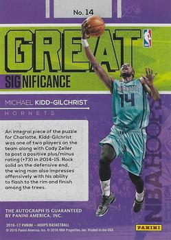 2016-17 Hoops - Great SIGnificance #14 Michael Kidd-Gilchrist Back