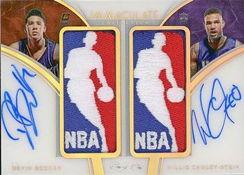 2015-16 Panini Immaculate Collection - Dual Rookie Logoman Autographs #48 Devin Booker / Willie Cauley-Stein Front