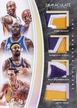 2015-16 Panini Immaculate Collection - Quads Memorabilia Platinum #QM-LAL Jerry West / Wilt Chamberlain / Kobe Bryant / Shaquille O'Neal Front
