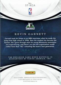 2015-16 Panini Immaculate Collection - Immaculate Standard #ST-KGA Kevin Garnett Back