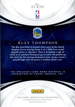 2015-16 Panini Immaculate Collection - Immaculate Standard #ST-KTH Klay Thompson Back