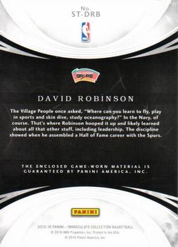 2015-16 Panini Immaculate Collection - Immaculate Standard #ST-DRB David Robinson Back