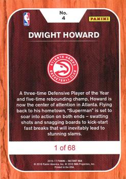 2016-17 Panini Instant NBA #4 Dwight Howard Back