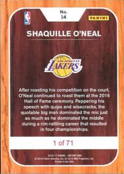 2016-17 Panini Instant NBA #14 Shaquille O'Neal Back