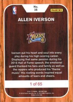 2016-17 Panini Instant NBA #15 Allen Iverson Back