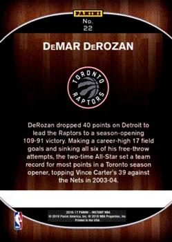 2016-17 Panini Instant NBA #22 DeMar DeRozan Back