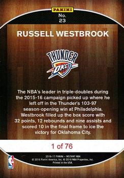 2016-17 Panini Instant NBA #23 Russell Westbrook Back