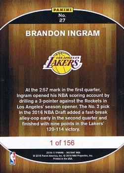 2016-17 Panini Instant NBA #27 Brandon Ingram Back