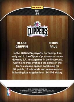 2016-17 Panini Instant NBA #29 Blake Griffin / Chris Paul Back
