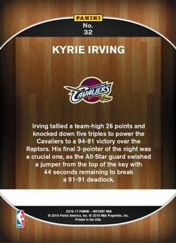 2016-17 Panini Instant NBA #32 Kyrie Irving Back