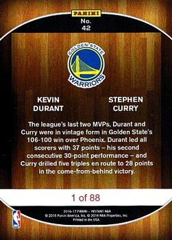 2016-17 Panini Instant NBA #42 Kevin Durant / Stephen Curry Back