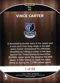 2016-17 Panini Instant NBA #53 Vince Carter Back