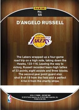 2016-17 Panini Instant NBA #55 D'Angelo Russell Back