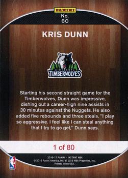 2016-17 Panini Instant NBA #60 Kris Dunn Back