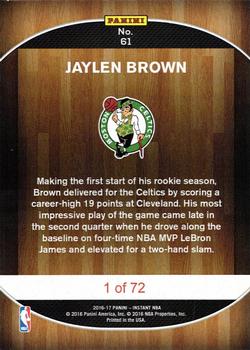 2016-17 Panini Instant NBA #61 Jaylen Brown Back
